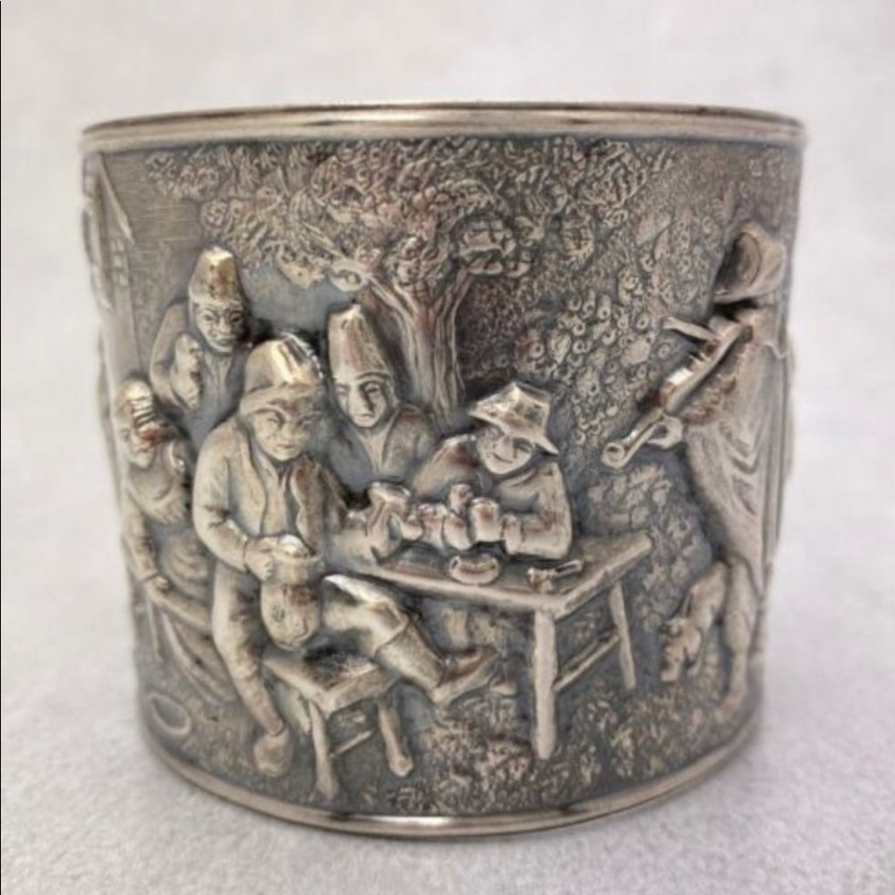 Hans Jensen Denmark Repousee silver plated  cuff